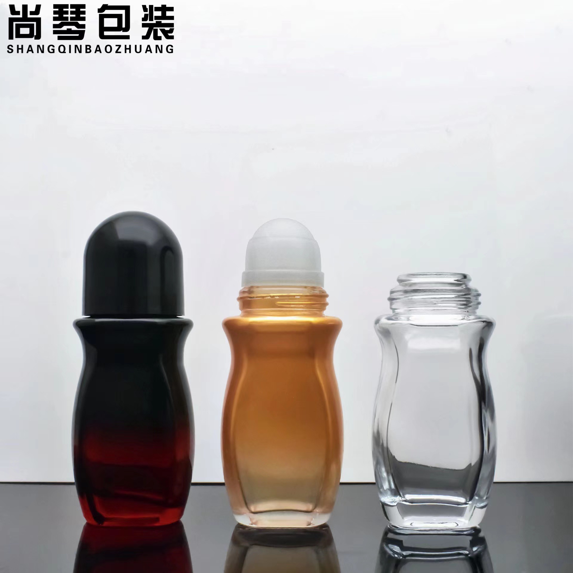 Fabricante en stock 30 botella de bola de rodillo de vidrio 50ml botella de cuentas de masaje botella de aceite esencial cosméticos de viaje portátil sub-botella