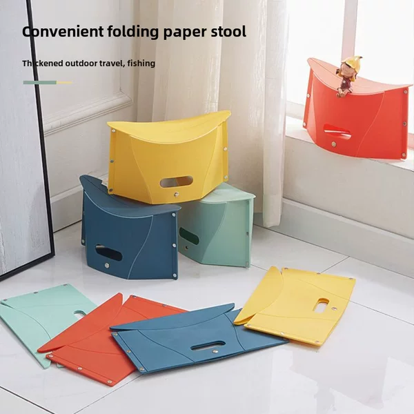Folding Stool Portable Outdoor Plastic Mazar Stool Travel Train Stool Ultra-thin Paper Low Stool