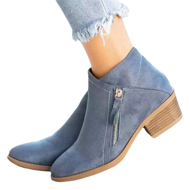 Замшевые ботинки Martin для женщин 2022 европейские и американские осенне-зимние новые внешние торговые туфли на массивном каблуке с боковой молнией больших размеров 43 женские ботильоны в наличии