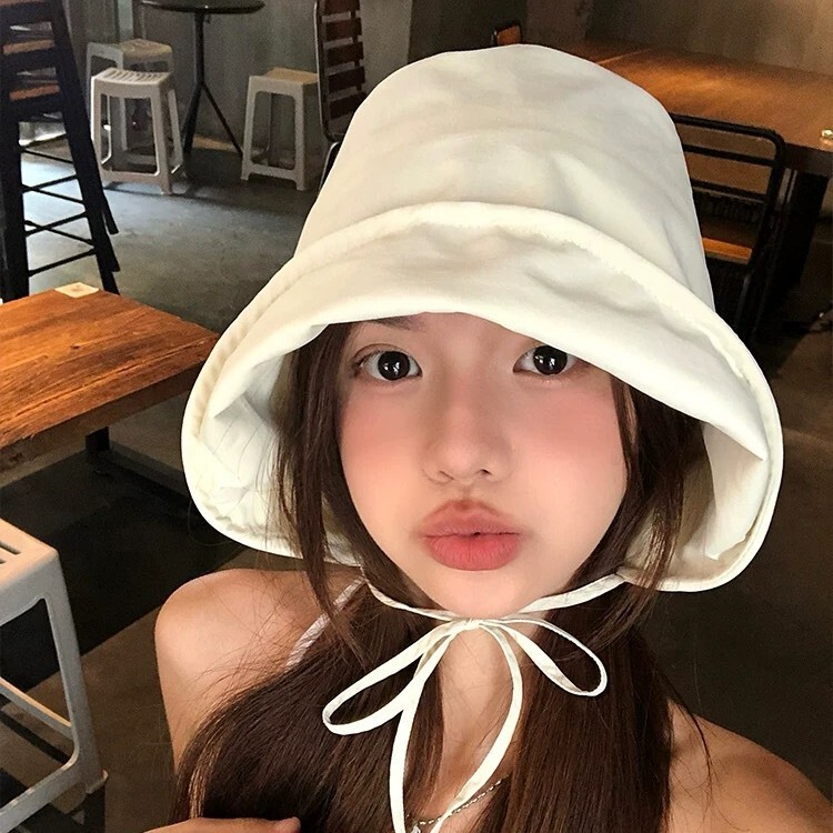 Sun Hat with Large Brim Like Jin Chen'S, Sun Protection Hat for Women, Summer Japanese Style Versatile Bucket Hat, Face-Slimming Fisherman Hat Sun Hat with Large Brim Like Jin Chen'S, Sun Protection Hat for Women, Summer Japanese Style Versatile Bucket Hat, Face-Slimming Fisherman Hat