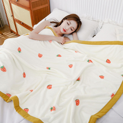 厂家批发北欧风珊瑚绒毛毯子单人沙发盖毯薄款空调毯绒午睡小毛毯|ms