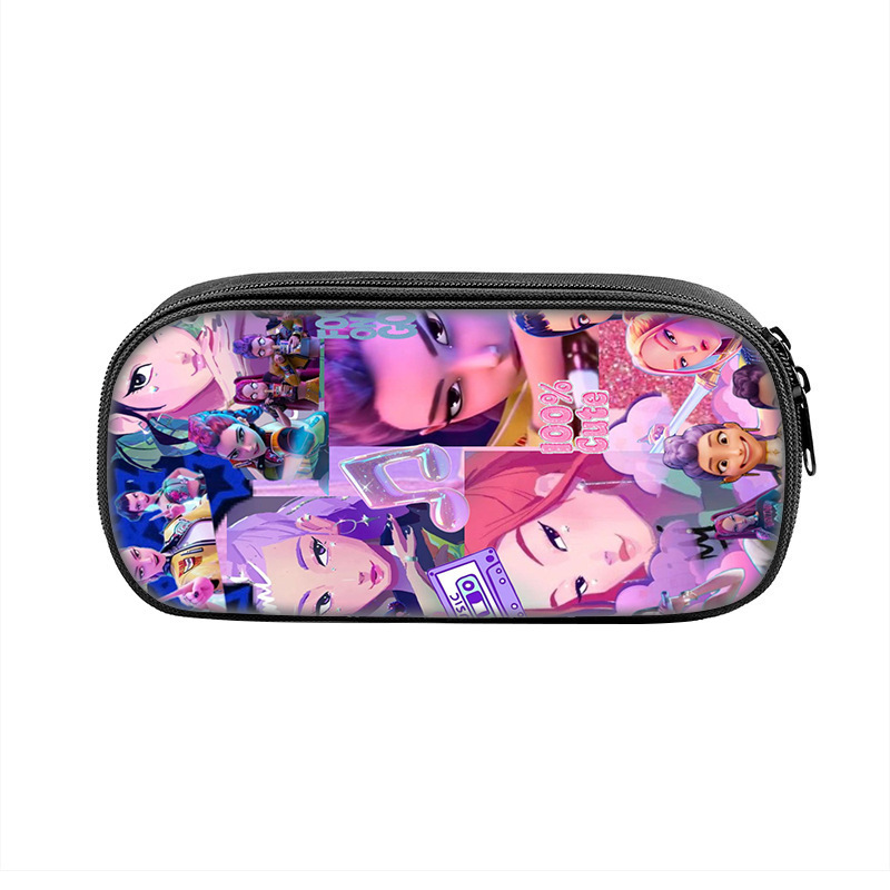 国境を越えた新製品 Huntrix Kpop プリント周辺ペンバッグ ハンター魔女グループ 小中学生鉛筆文具箱|undefined