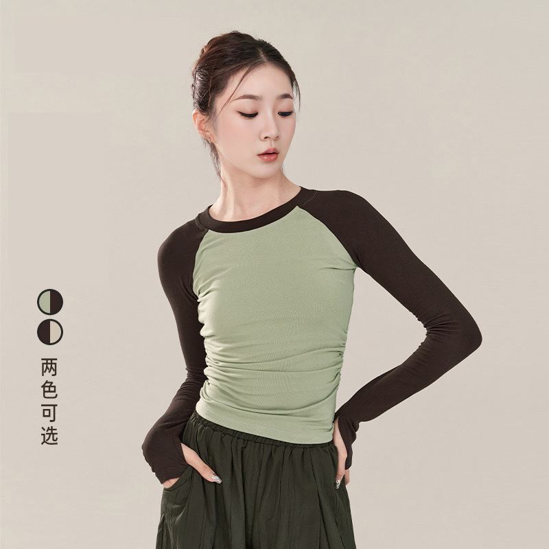 Modern Dance Clothing, Autumn and Winter High-End Raglan Long-Sleeved Tops, Daily Wearable Body Training Clothing for Women's Yoga Practice