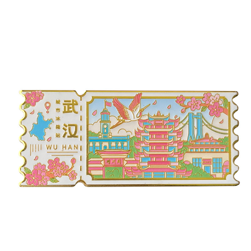 金属文创城市地图旅游纪念品磁吸贴景区武汉冰箱贴纪念章新款批发|undefined
