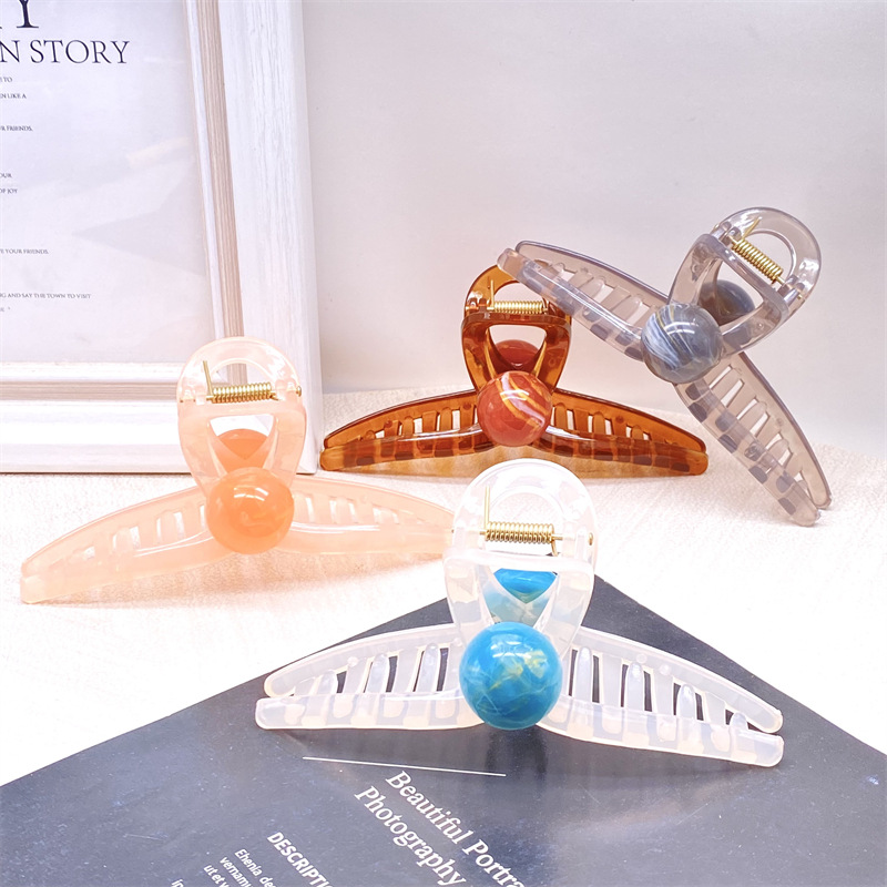 Clip de garra de gran tamaño 13cm clip de tiburón esmerilado negro horquilla de alto grado cuchara trasera femenina 2023 nuevo tocado accesorios para el cabello