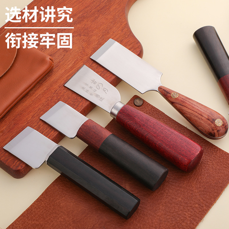 국경 간 나무 손잡이 스테인레스 스틸 가죽 아트 절단 가죽 칼 구유 브랜드 가죽 절단 나이프 가죽 DIY 절단 도구