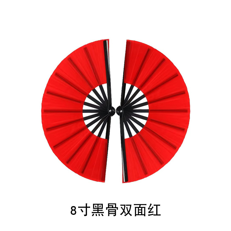 Venta directa de fábrica Abanico de artes marciales de doble cara de hueso negro de 8 pulgadas Abanico de doble cara Abanico de baile para niños