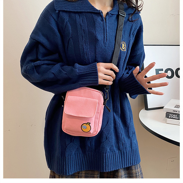 112g Weight Sewing Thread Fashion Element Zipper Closure Type Single Shoulder Strap Strap Type Square Bag Bags Type Casual Occasion Canvas Material Fruit, Solid Color Pattern All Seasons Season Women's Gender Streetwear Style Square Shape Small Size Women's Small Canvas Fruit Solid Color Streetwear Sewing Thread Square Zipper Square Bag 35
