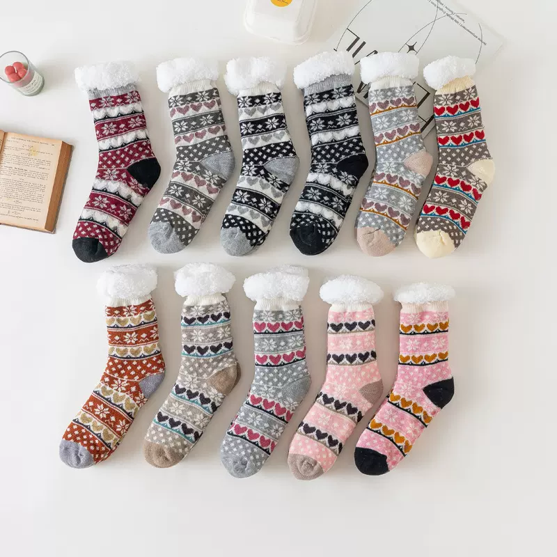 地板袜子大人女雪地袜地毯袜家居袜加绒地毯袜拖鞋袜腿套防滑功能