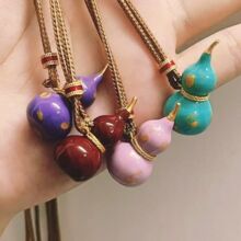 2025新款抖音爆款珐琅葫芦项链新中式高级轻奢百搭滴油彩金毛衣链