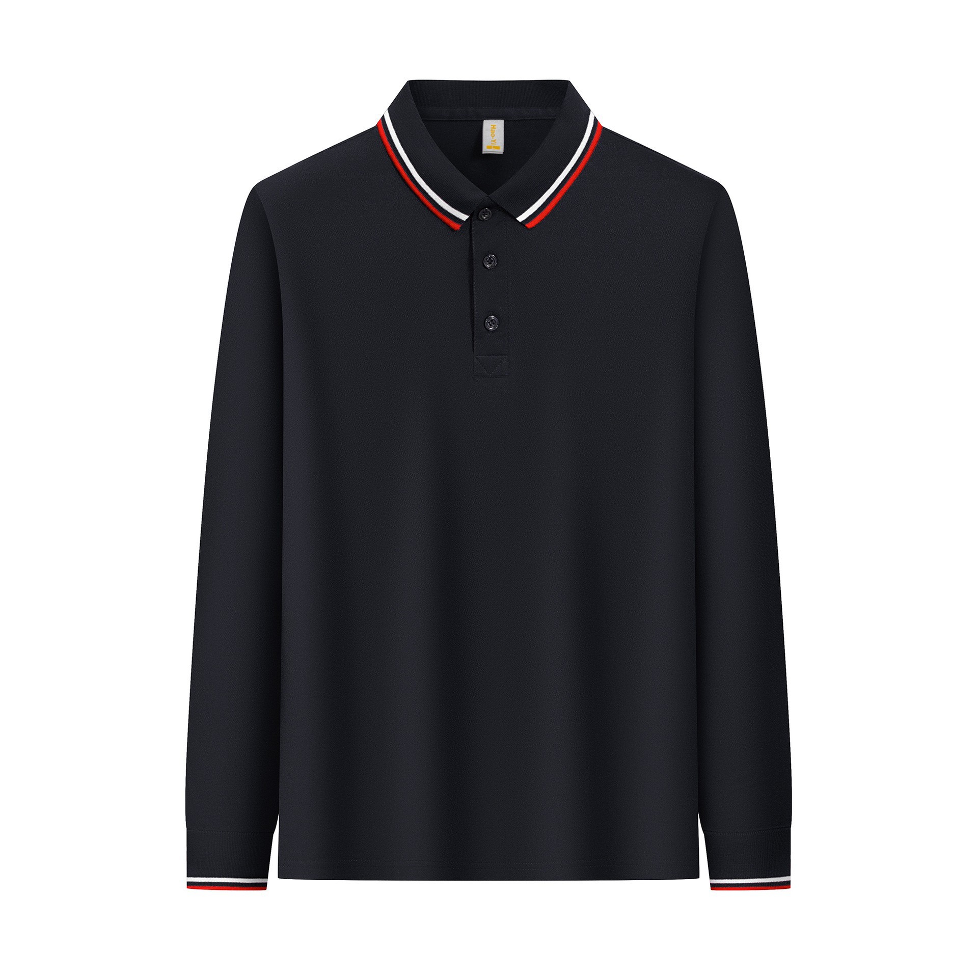 Long-sleeved polo shirts, work uniforms for men and women, suitable for spring and autumn, with a turn-down collar, designed for corporate team culture, and can be customized with printed logos