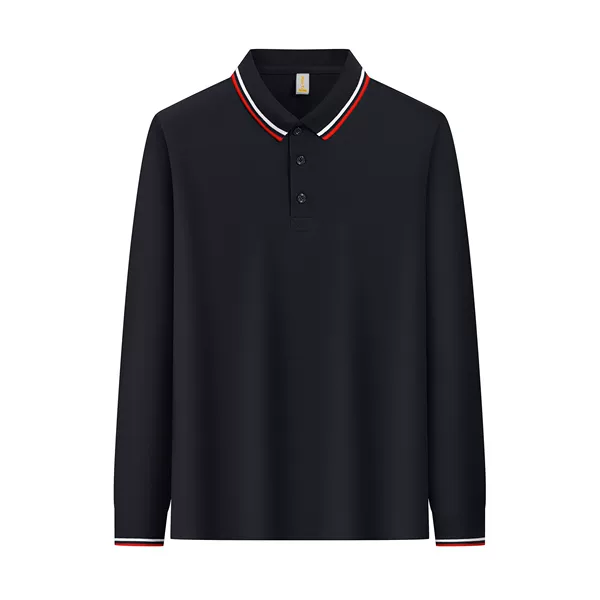Long-sleeved polo shirts, work uniforms for men and women, suitable for spring and autumn, with a turn-down collar, designed for corporate team culture, and can be customized with printed logos