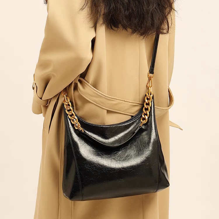 High End Women's Tote Bag Large Leather Shoulder Bag With Chain_voghion.com