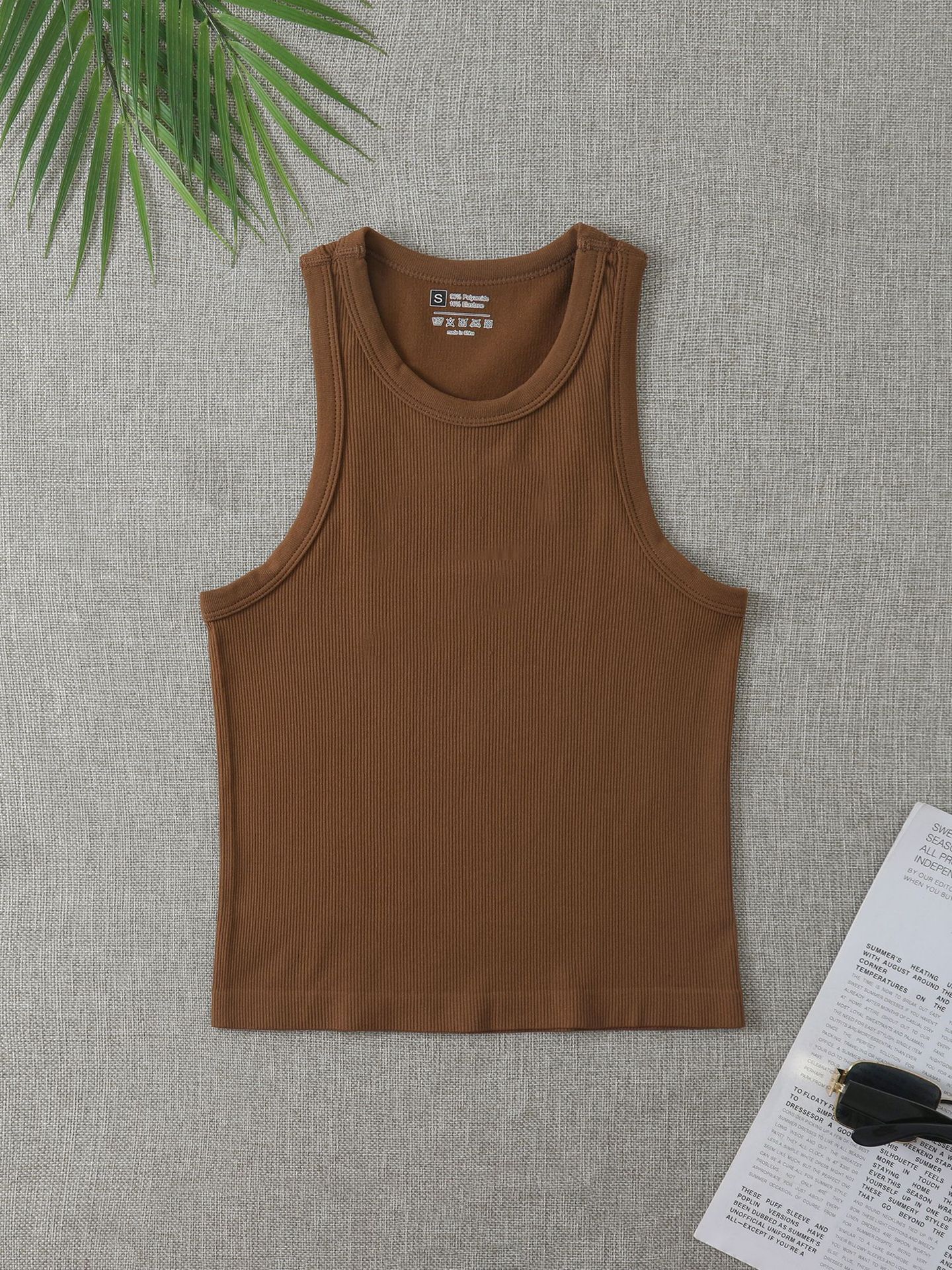 Dames geribde gebreide tanktop slim fit longline camisole voor laagjes_voghion.com