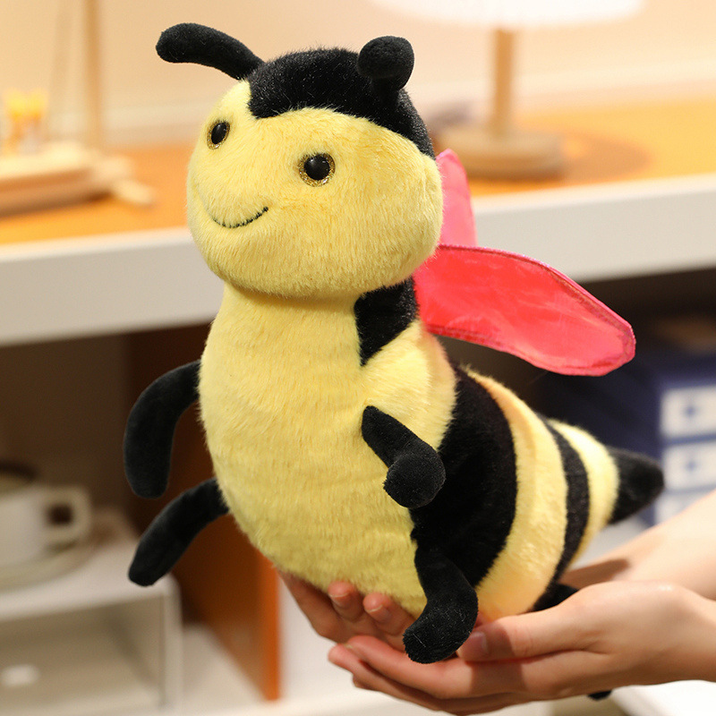 Cute muñeca de abeja amarilla juguetes de peluche muñeca de denim imitación de insectos orugas almohada regalo mujer