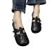 And Park's 2025 Spring/Summer New Genuine Leather Mary Jane Flat Casual Single Shoes Round Head Soft Bottom Belt Buckle Women's Shoes