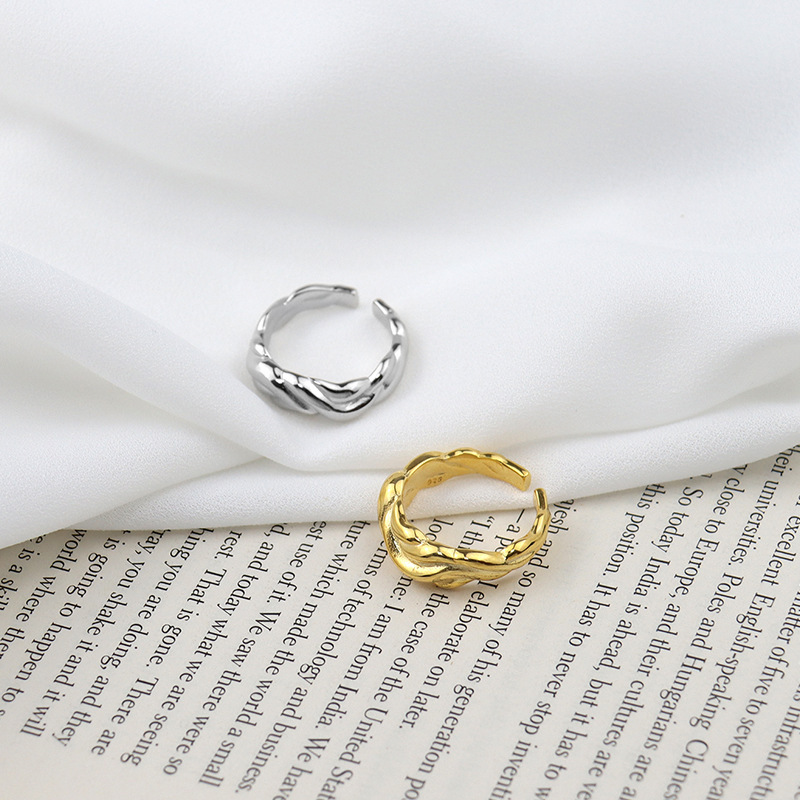 Korean fashion wave pattern index finger ring simple design geometric opening ring