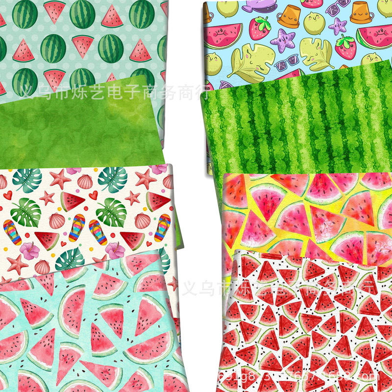 Summer Watermelon Printing 100 Cotton Fabric DIY Patchwork Bag Pet Clothes Fabric, 1Yc62908 Summer Watermelon Printing 100 Cotton Fabric DIY Patchwork Bag Pet Clothes Fabric, 1Yc62908