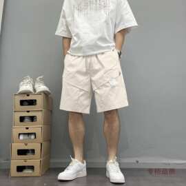 夏季美式休闲痞帅户外工装短裤男宽松潮牌高街抽绳百搭5五分裤子