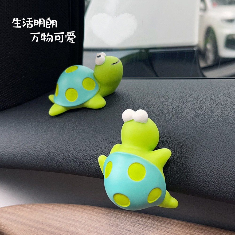 [Little Turtle] Lindos adornos de coche de dibujos animados, pantalla de control central de coche, decoración carnosa de musgo