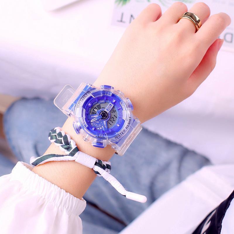 Reloj sincrónico directo de fábrica estudiantes masculinos y femeninos novias de escuela secundaria pareja puntero impermeable transparente ins reloj electrónico