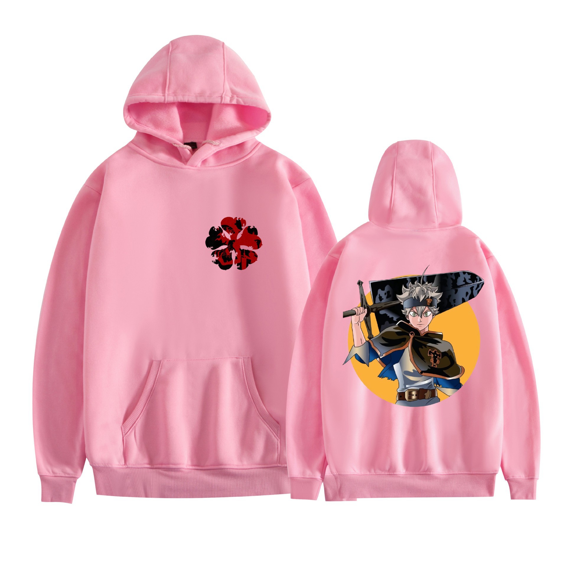 Trébol de cuatro hojas negro nuevo transfronterizo Black Clover animación periféricos hombres y mujeres suéter con capucha suelto casual