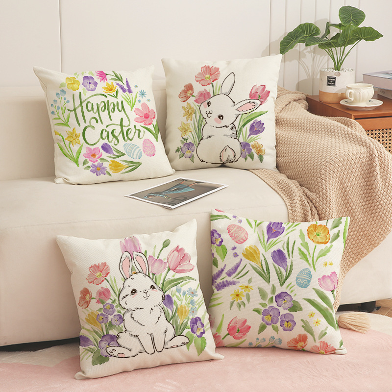 Cross-Border Easter Printed Pillowcase Amazon Holiday Party Decoration Sofa Cushion Bedroom Bedside Pillowcase