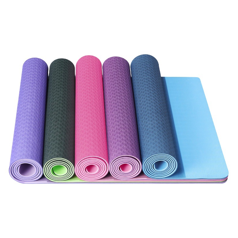 Cross-Border Exclusive Supply of Tpe Two-Color Yoga Mats, Men's and Women's Fitness Exercise Mats, Shock-Absorbing Silent Dance Mats, Non-Slip Jump Rope Mats