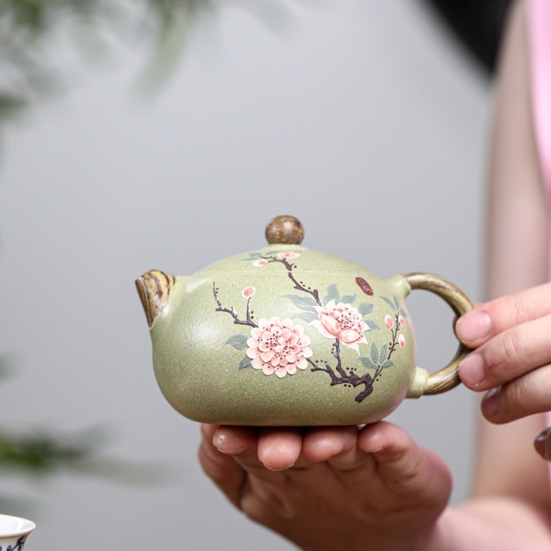 绞泥西施宜兴紫砂壶原矿豆青砂绞泥西施精美紫砂茶壶茶具分销代发|undefined