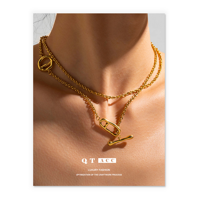 Long collier chaîne plaquée or avec fermoir ot pour automne_voghion.com