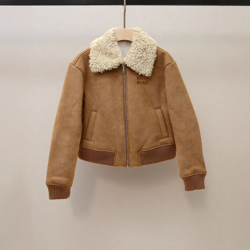 Shenzhen Nanyou Classy Women's Autum New French Style Small Fragrant Fur Lapel Stitching Slim Zipper Jacket Shenzhen Nanyou Classy Women's Autum New French Style Small Fragrant Fur Lapel Stitching Slim Zipper Jacket