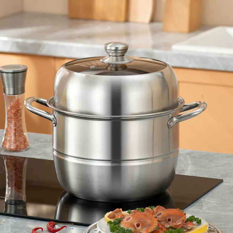 食品级不锈钢蒸锅二层三层家用蒸鱼锅蒸馒头双层蒸锅蒸包子礼品锅