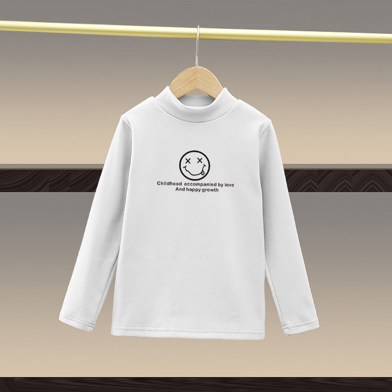 Las ventas directas de la fábrica de invierno de los niños interior de manga larga caliente superior de terciopelo de primavera y otoño medio y grande de los niños de cuello alto camisa de fondo