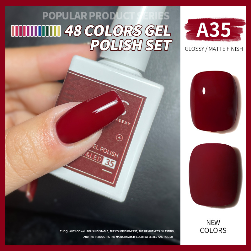 Una botella de pegamento de esmalte de uñas de un color 2022 nuevo verano popular 48-color Pequeño conjunto para el salón de uñas traje completo
