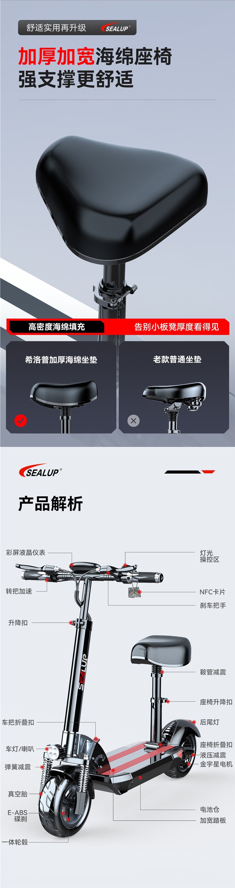 Hilop Electric Scooter Foldable Electric Vehicle Two-Wheeled Mobility Scooter Small Car Mini Electric Bike