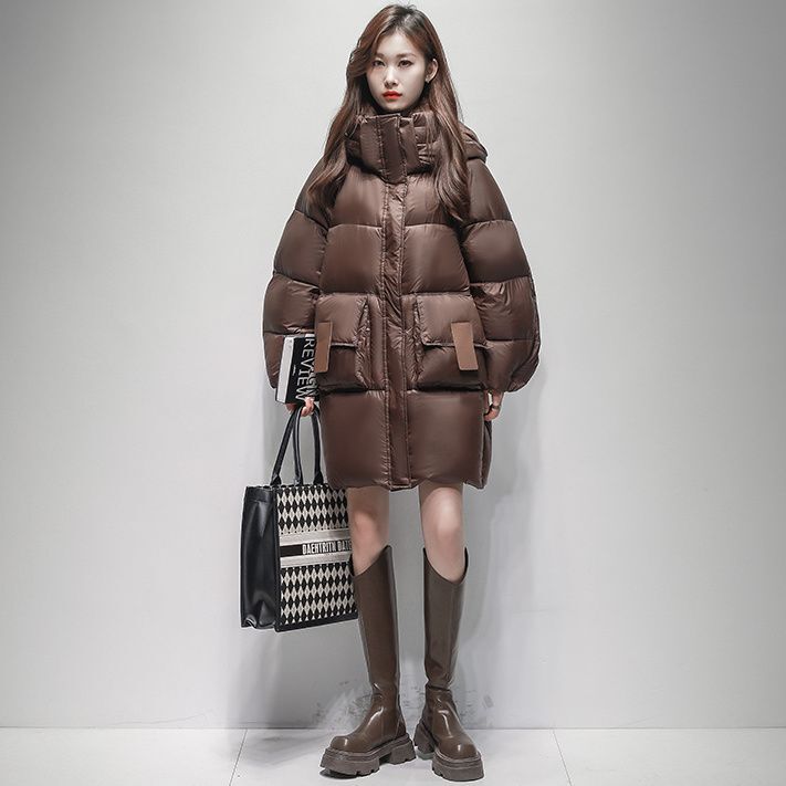 羽绒服女中长款2025冬季新款加厚白鸭绒时尚百搭宽松保暖面包服女|undefined