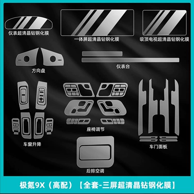 Car interior film: Buttons, Interior Protection, Door Panel - ji-krypton-9x-high-configuration-full-set-three-screen-ultra-clear-crystal-diamond-tempered-film