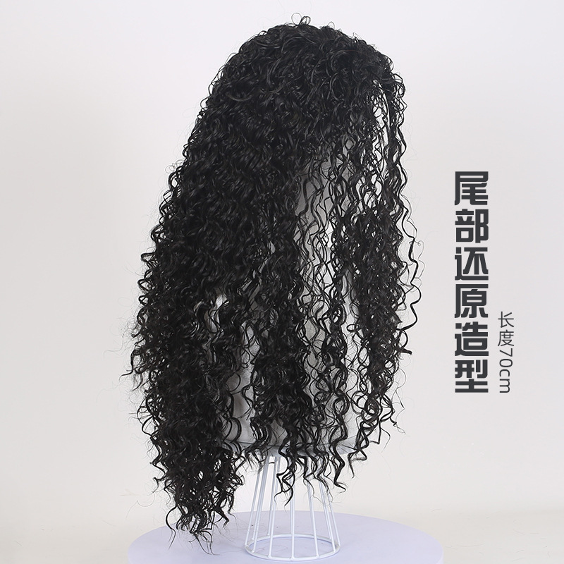 Lingqi モアナ プリンセスウィッグ MOANA モアナウィッグ ブラウン ビッグウェーブ カーリーヘア COS|undefined
