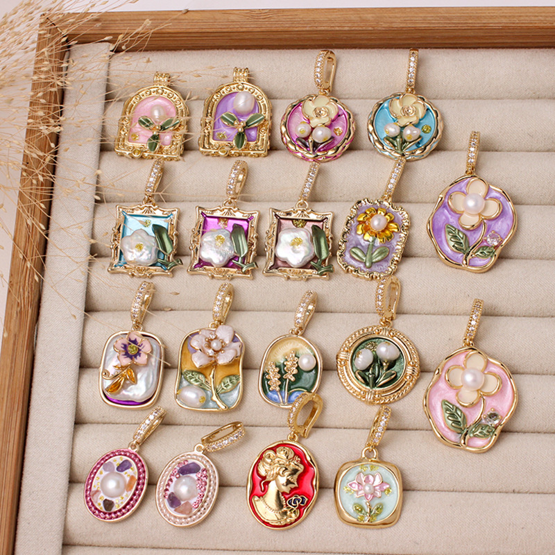 6g Weight Pendant Jewelry Making Type DIY Ornament Accessories Classification 1 Piece Quantity Freshwater Pearl, Copper Material Flower Pattern All Seasons Season Plating Design Chinoiserie, Classical Style 1 Piece Freshwater Pearl Copper Flower Pendant 无