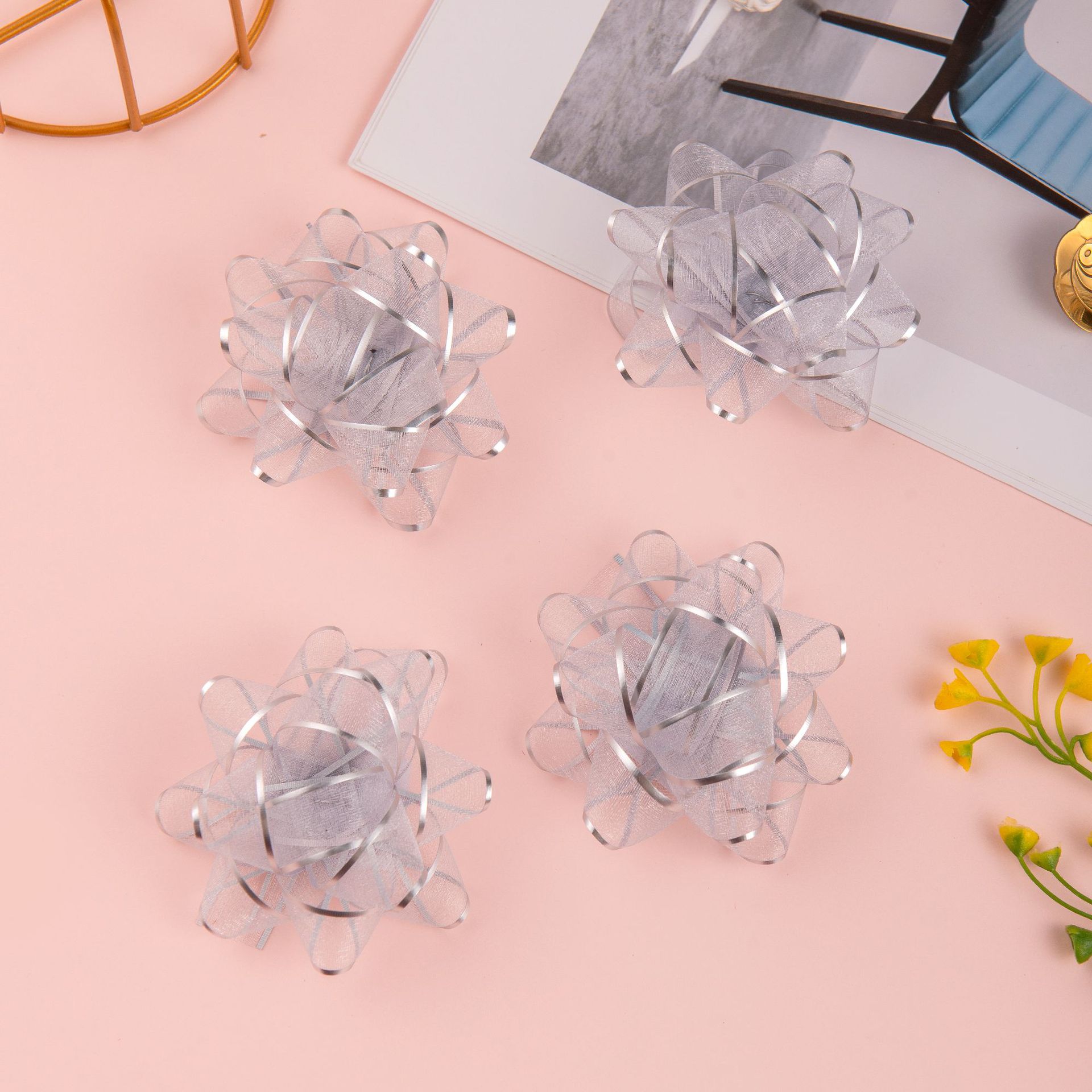 Nuevo paquete de regalo de Navidad de flores transfronterizas 1.6cm * 3 pulgadas 24 paquetes