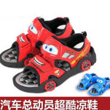 New Car Story Lightning McQueen Men's Children's Cartoon Sandals Summer Super Cool Beach Casual Shoes Red and Blue