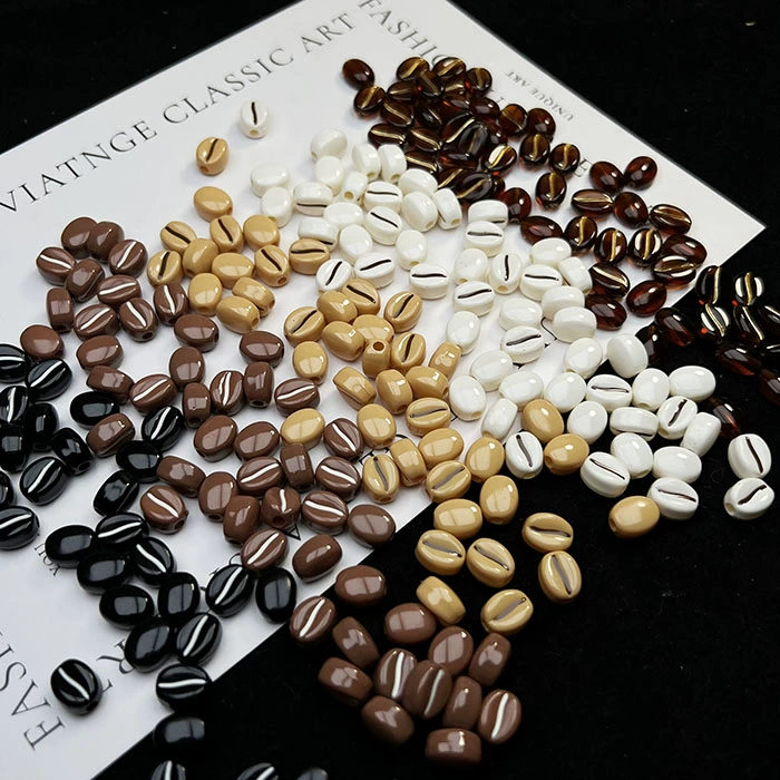 5 шт, кофе в зернах Акриловые сквозные бусы с бисером