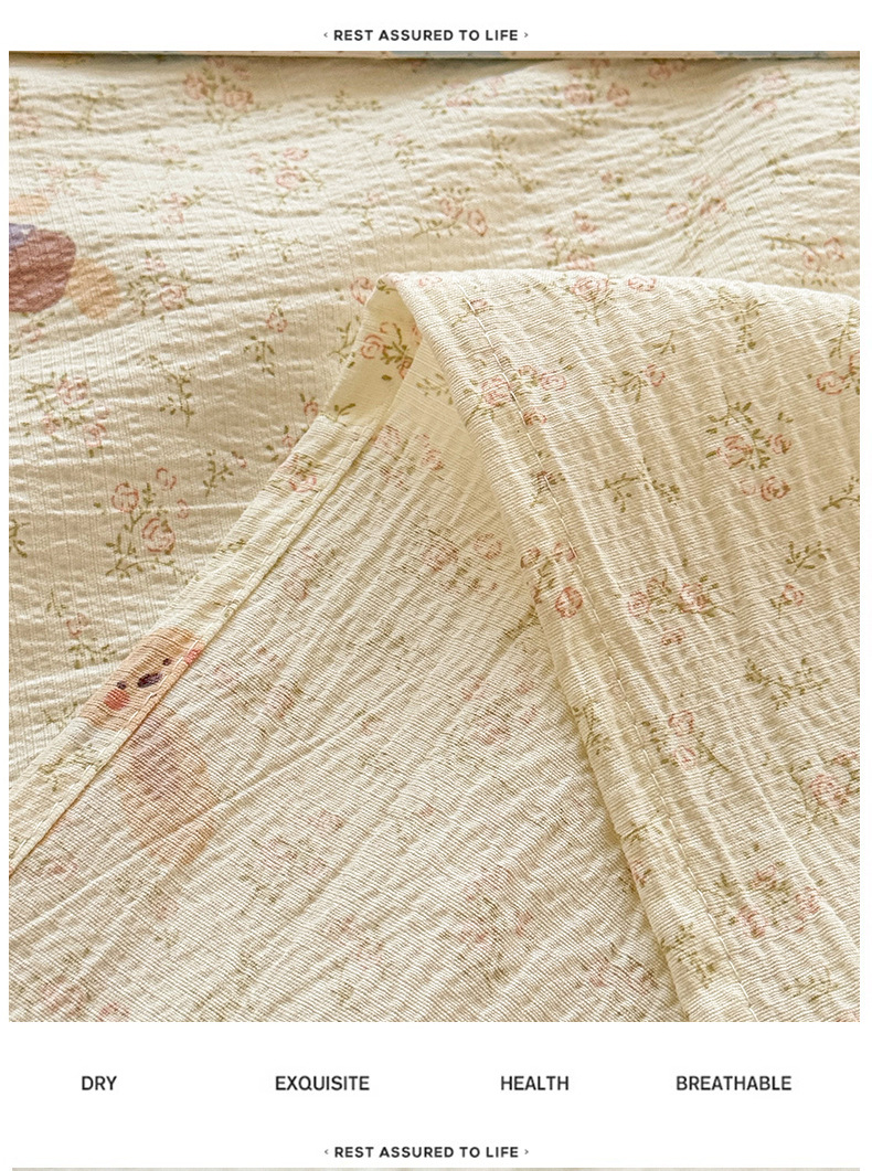 2026 Thickened Double-Layer Gauze Bed Sheet Single Piece Class A Mother and Baby Grade Crinkled Gauze Dormitory Single Person Comforter Pillowcase Three-Piece Set