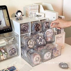 厂家直销桌面吧唧收纳盒亚克力抽屉式谷子周边大容量分格多功能透