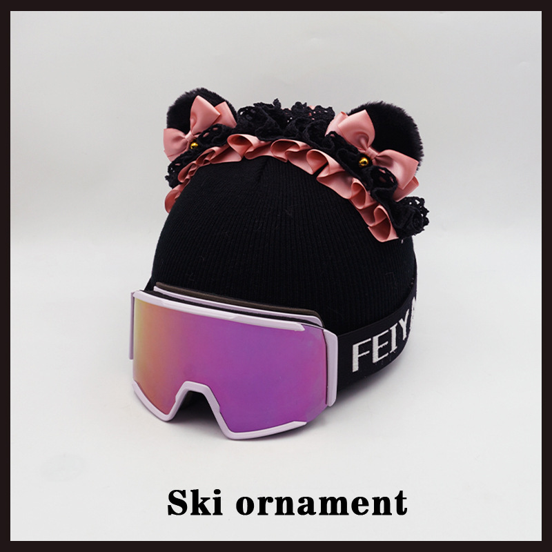 Lace Bear Headband Ski Helmet Cover Accessory