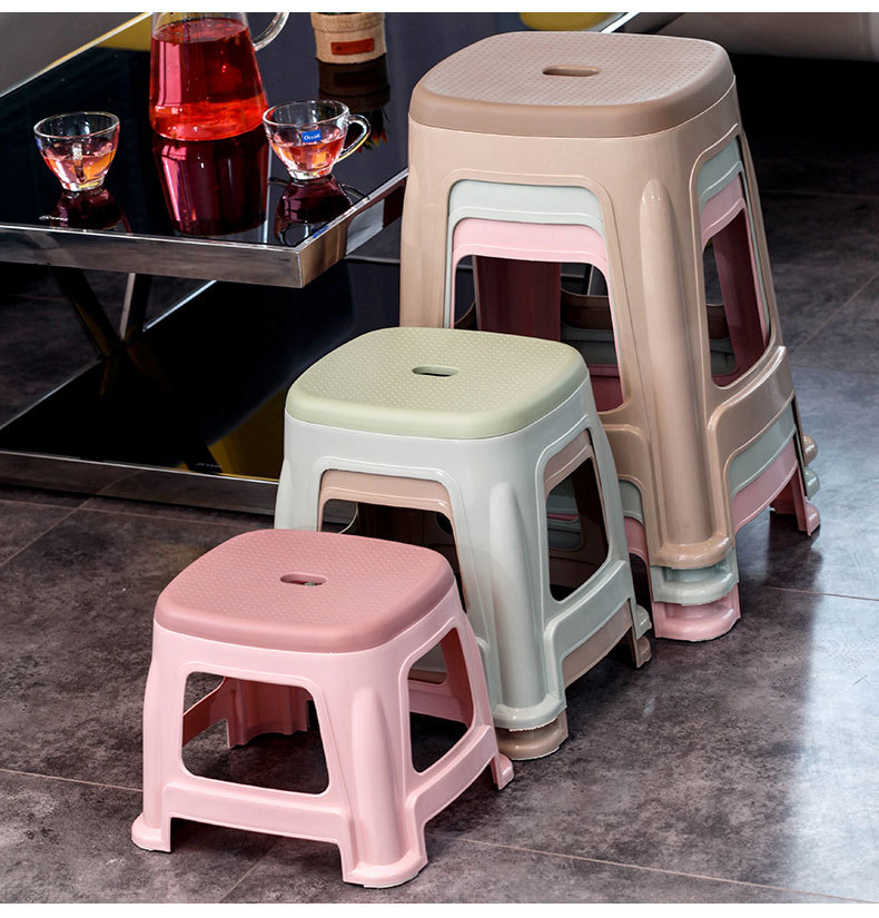 Plastic stool for home use, thick adult round stool, stylish and creative small bench, tall square stool, dining table stool