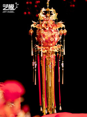 藝模三生三世喜扇鳳囍花轎繡球姻緣立體拼圖金屬拼裝情人結婚禮物