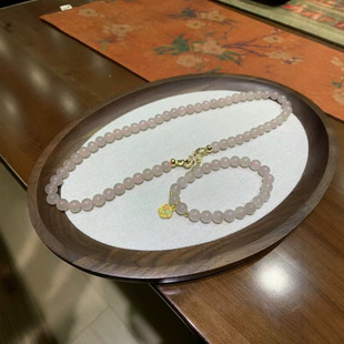 Jin Yutang Xinjiang exquisite Hetian jade lotus root powder necklace➕Bracelet Ice Water-permeable Color Fresh Selection
