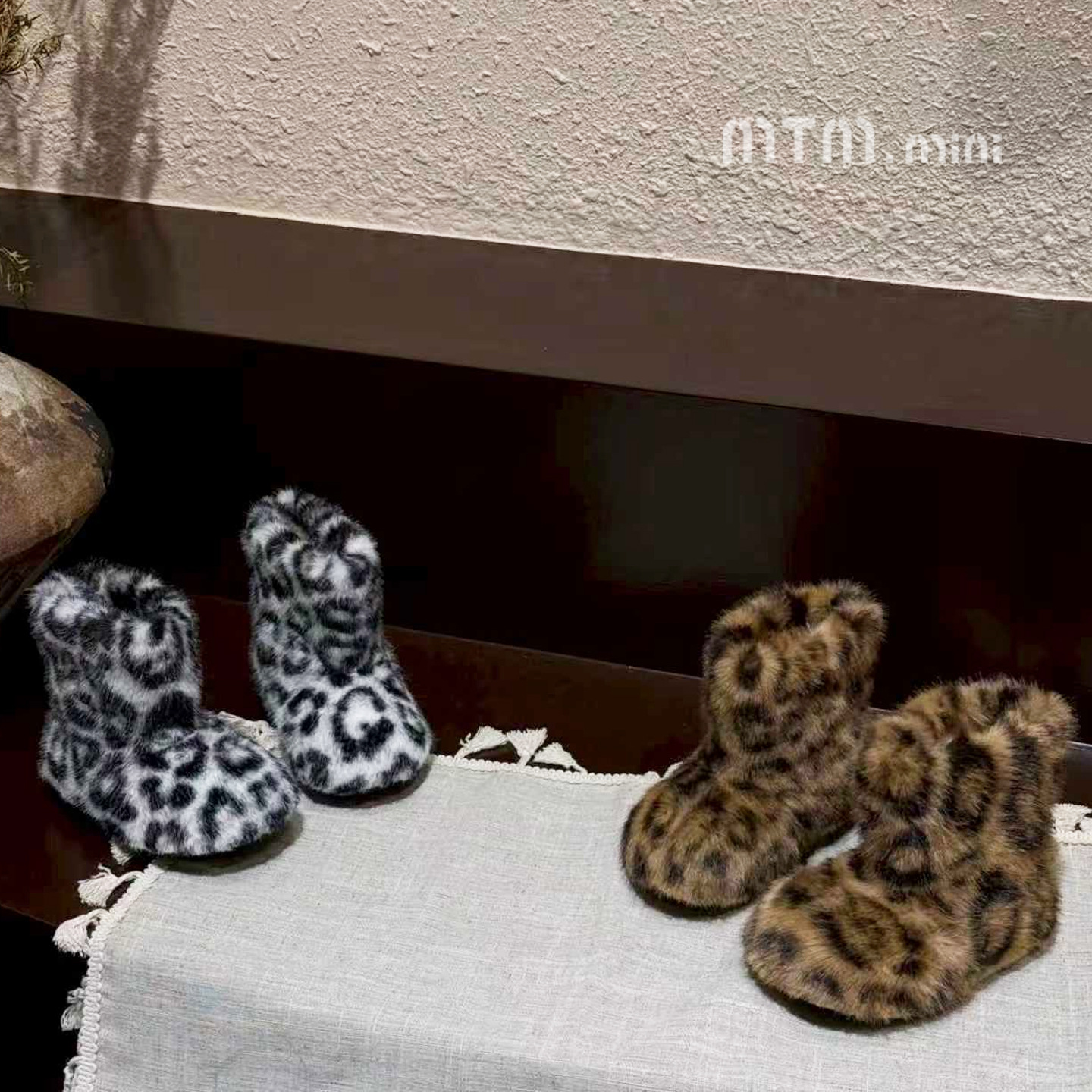 Girls' Plush Fur Boots, Winter Style, Plush and Thickeneded Kidsren's Leopard Print Snow Boots, Medium and Large Kidsren's Warm Cotton Short Boots