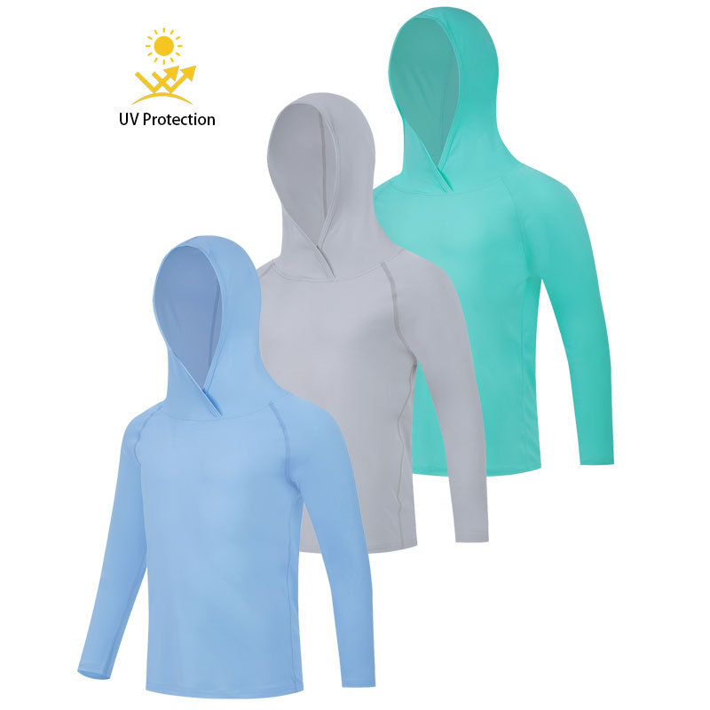 Solid Color Children's Sun Protection Hoodie, Lightweight and Plaid Long Sleeve Zipper Jacket, Summer Outdoor Activity Boys' Wear